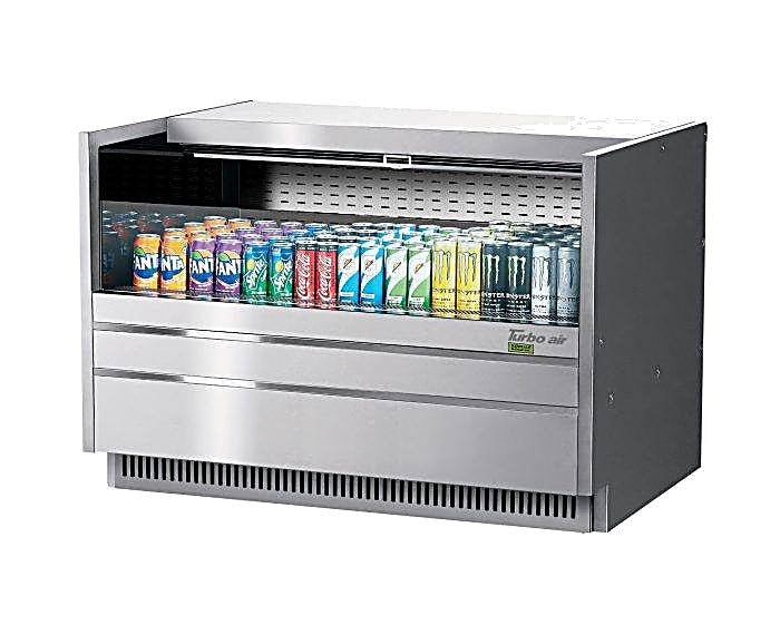 Turbo Air TOM-48UC-S-N 48 1/4" Drop-In Horizontal Open Air Cooler w/ (1) Level – Stainless Steel Exterior, 115v - Donut-Equipment.com