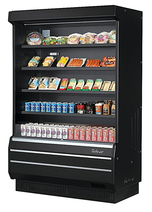 Turbo Air TOM-50B-SP-N 51" Vertical Open Air Cooler w/ (5) Levels – Black Exterior, Solid Side Panels, 115v - Donut-Equipment.com