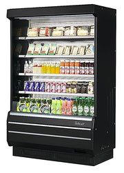 Turbo Air TOM-50B-SP-N 51" Vertical Open Air Cooler w/ (5) Levels – Black Exterior, Solid Side Panels, 115v - Donut-Equipment.com