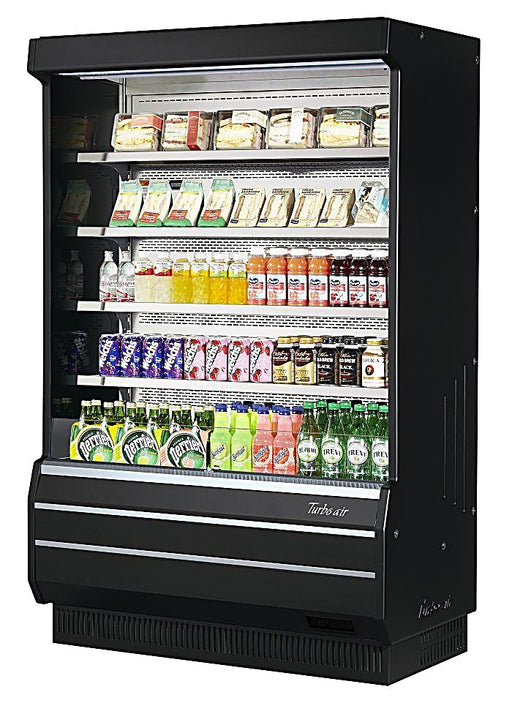 Turbo Air TOM-50B-SP-N 51" Vertical Open Air Cooler w/ (5) Levels – Black Exterior, Solid Side Panels, 115v - Donut-Equipment.com
