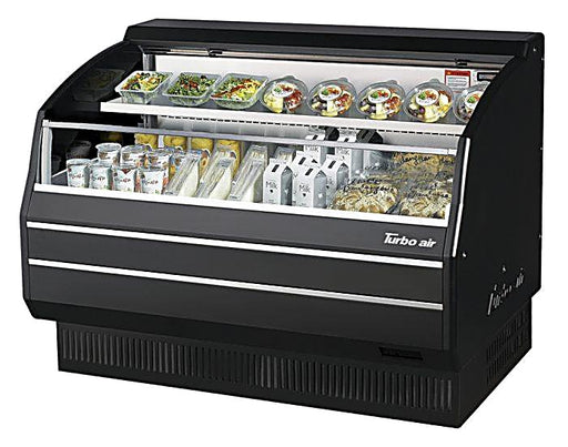 Turbo Air TOM-50LB-SP-N 50 7/8" Black Low Profile Horizontal Open Air Cooler – Refrigerated Curtain Merchandiser w/ (2) Levels, 115v - Donut-Equipment.com