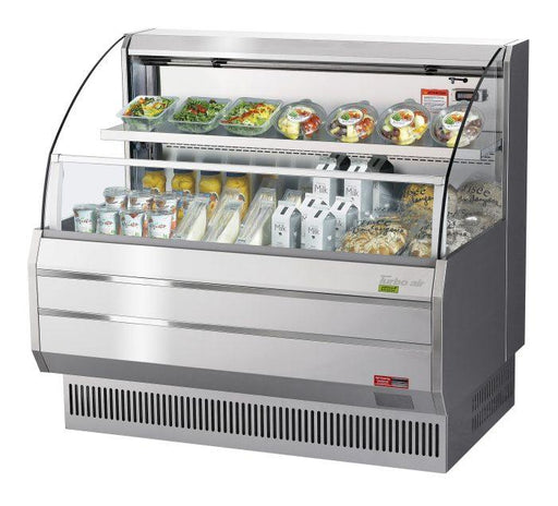 Turbo Air TOM-50LS-N 50" Low Profile Horizontal Open Air Cooler – Stainless Steel Refrigerated Merchandiser w/ (2) Levels, 115v - Bakery Wholesalers