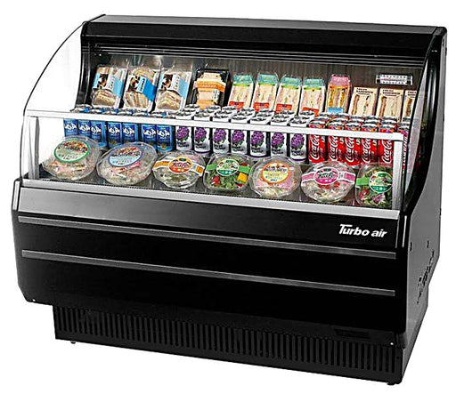 Turbo Air TOM-50SB-N 50 3/4" Slim Line Horizontal Open Air Cooler w/ (3) Levels – Black Exterior, 115v - Donut-Equipment.com