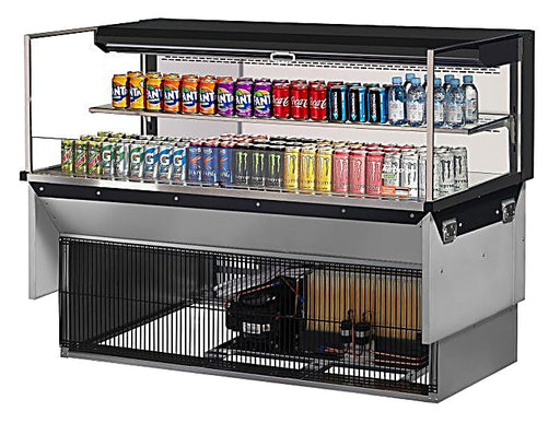 Turbo Air TOM-60L-UF-B-2SI-N 59 7/8" Drop-In Horizontal Open Air Cooler w/ (2) Levels – Black Exterior, 115v - Donut-Equipment.com