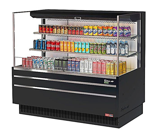Turbo Air TOM-60L-UF-B-3S-N 58 3/4" Black Low Profile Horizontal Open Air Cooler w/ (3) Levels – Ultra Front Merchandiser, 115v - Donut-Equipment.com