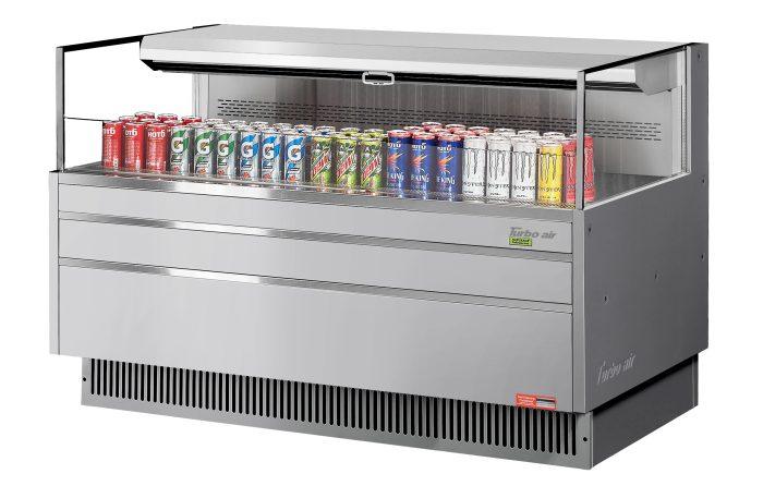 Turbo Air TOM-60L-UF-S-1S-N 58 3/4" Stainless Steel Low Profile Horizontal Open Air Cooler w/ (1) Level – Ultra Front Merchandiser, 115v - Bakery Wholesalers