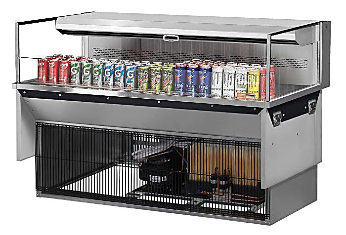 Turbo Air TOM-60L-UF-S-1SI-N 60" Stainless Steel Drop-In Refrigerated Open Display Case Merchandiser with (1) Level, 115v - Donut-Equipment.com