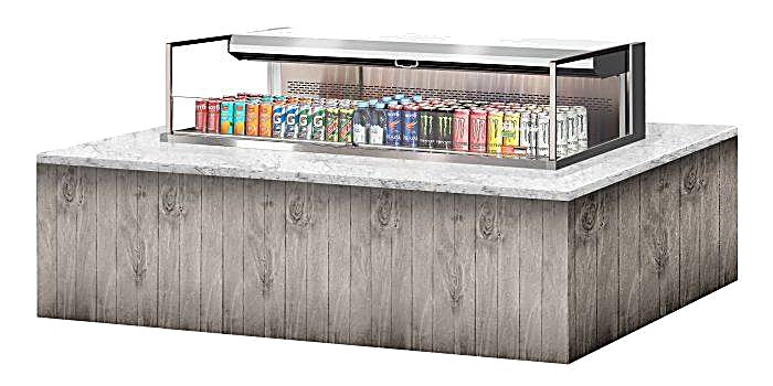 Turbo Air TOM-60L-UF-S-1SI-N 60" Stainless Steel Drop-In Refrigerated Open Display Case Merchandiser with (1) Level, 115v - Donut-Equipment.com