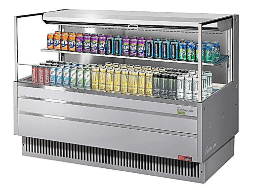 Turbo Air TOM-60L-UF-S-2S-N 58 3/4" Stainless Steel Low Profile Horizontal Open Air Cooler w/ (2) Levels – Ultra Front Merchandiser, 115v - Donut-Equipment.com