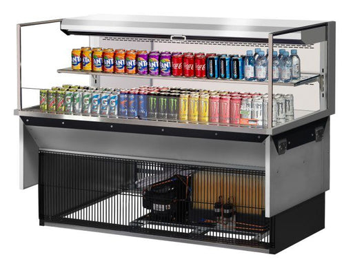 Turbo Air TOM-60L-UF-S-2SI-N 60" Stainless Steel Drop-In Refrigerated Open Display Case Merchandiser w/ (2) Levels, 115v - Bakery Wholesalers