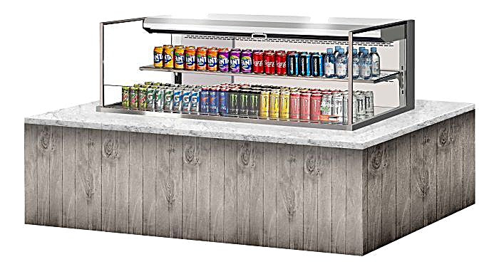 Turbo Air TOM-60L-UF-S-2SI-N 60" Stainless Steel Drop-In Refrigerated Open Display Case Merchandiser w/ (2) Levels, 115v - Donut-Equipment.com