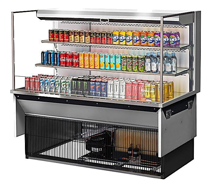Turbo Air TOM-60L-UF-S-3SI-N 60" Stainless Steel Drop-In Refrigerated Open Display Case Merchandiser w/ (3) Levels, 115v - Donut-Equipment.com