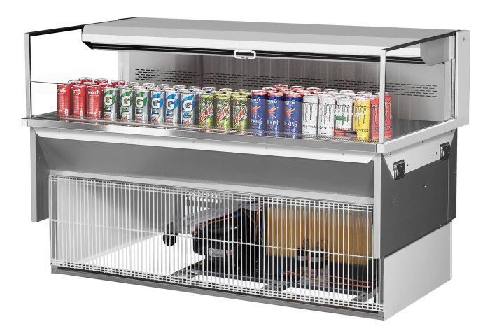 Turbo Air TOM-60L-UF-W-1SI-N 59 7/8" Drop-In Horizontal Open Air Cooler w/ (1) Level – White Exterior, 115v - Bakery Wholesalers