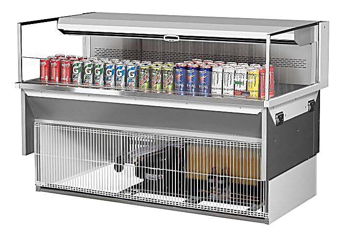 Turbo Air TOM-60L-UF-W-1SI-N 59 7/8" Drop-In Horizontal Open Air Cooler w/ (1) Level – White Exterior, 115v - Donut-Equipment.com