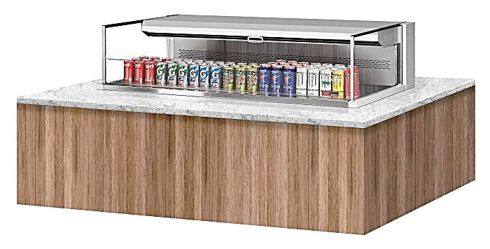 Turbo Air TOM-60L-UF-W-1SI-N 59 7/8" Drop-In Horizontal Open Air Cooler w/ (1) Level – White Exterior, 115v - Donut-Equipment.com