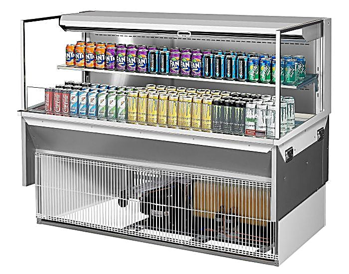 Turbo Air TOM-60L-UF-W-2SI-N 59 7/8" Drop-In Horizontal Open Air Cooler w/ (2) Levels – White Exterior, 115v - Donut-Equipment.com