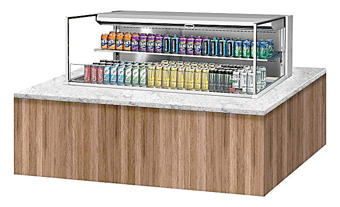Turbo Air TOM-60L-UF-W-2SI-N 59 7/8" Drop-In Horizontal Open Air Cooler w/ (2) Levels – White Exterior, 115v - Donut-Equipment.com