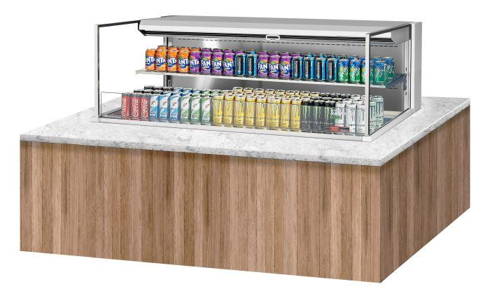 Turbo Air TOM-60L-UF-W-2SI-N 59 7/8" Drop-In Horizontal Open Air Cooler w/ (2) Levels – White Exterior, 115v - Bakery Wholesalers