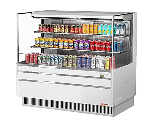 Turbo Air TOM-60L-UF-W-3S-N 58 3/4" White Low Profile Horizontal Open Air Cooler w/ (3) Levels – Ultra Front Merchandiser, 115v - Donut-Equipment.com