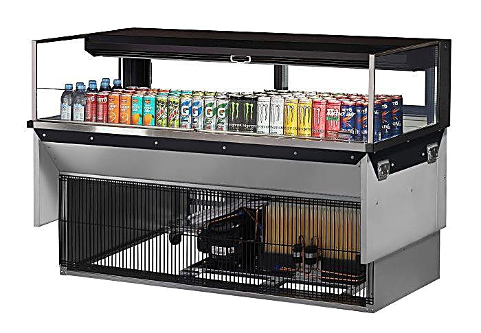 Turbo Air TOM-60L-UFD-B-1SI-N 60" Drop-In Horizontal Open Air Cooler w/ (1) Level – Black Exterior, 115v - Donut-Equipment.com