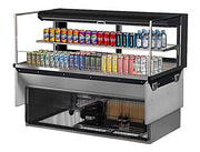 Turbo Air TOM-60L-UFD-B-2SI-N 60" Drop-In Horizontal Open Air Cooler w/ (2) Levels – Black Exterior, 115v - Donut-Equipment.com