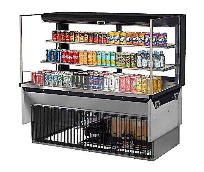 Turbo Air TOM-60L-UFD-W-3SI-N 60" Drop-In Horizontal Open Air Cooler w/ (3) Levels – White Exterior, 115v - Donut-Equipment.com