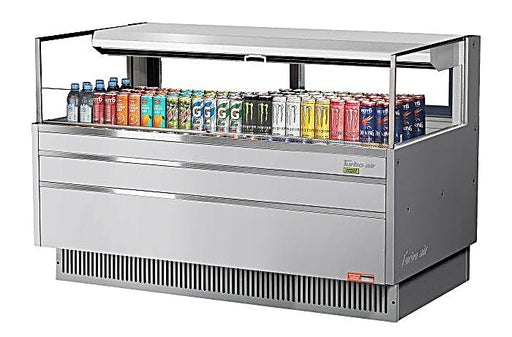 Turbo Air TOM-60L-UFD-S-1S-N 58 3/4" Stainless Steel Low Profile Horizontal Open Air Cooler w/ (1) Level – Ultra Front Deluxe Merchandiser, 115v - Donut-Equipment.com
