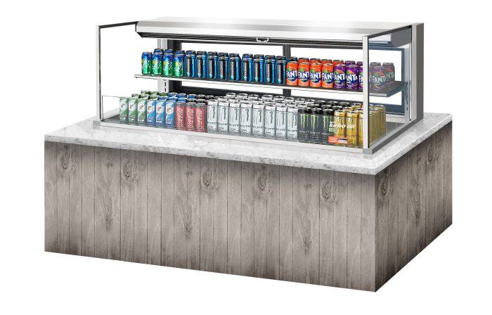 Turbo Air TOM-60L-UFD-S-2SI-N 60" Drop-In Horizontal Open Air Cooler w/ (2) Levels – Stainless Steel Exterior, 115v - Bakery Wholesalers