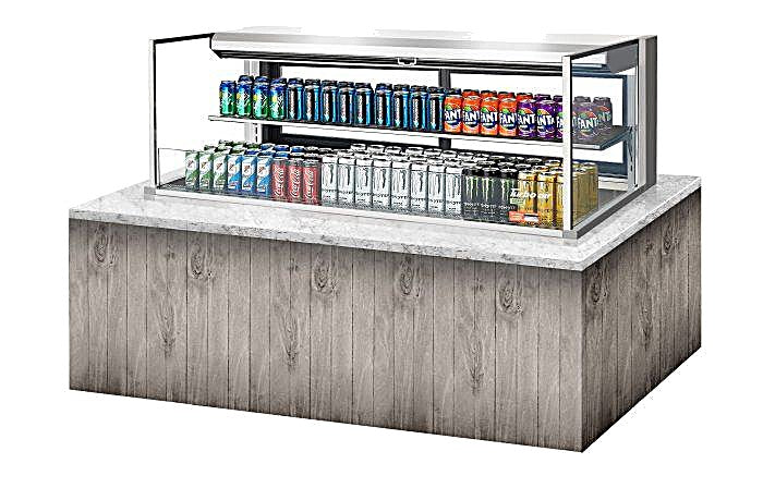 Turbo Air TOM-60L-UFD-S-2SI-N 60" Drop-In Horizontal Open Air Cooler w/ (2) Levels – Stainless Steel Exterior, 115v - Donut-Equipment.com