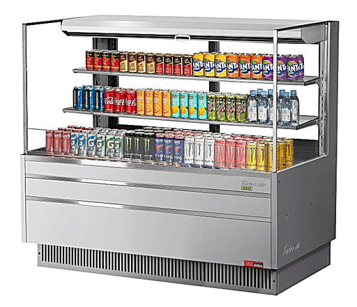Turbo Air TOM-60L-UFD-S-3S-N 58 3/4" Stainless Steel Low Profile Horizontal Open Air Cooler w/ (3) Levels – Ultra Front Deluxe Merchandiser, 115v - Donut-Equipment.com