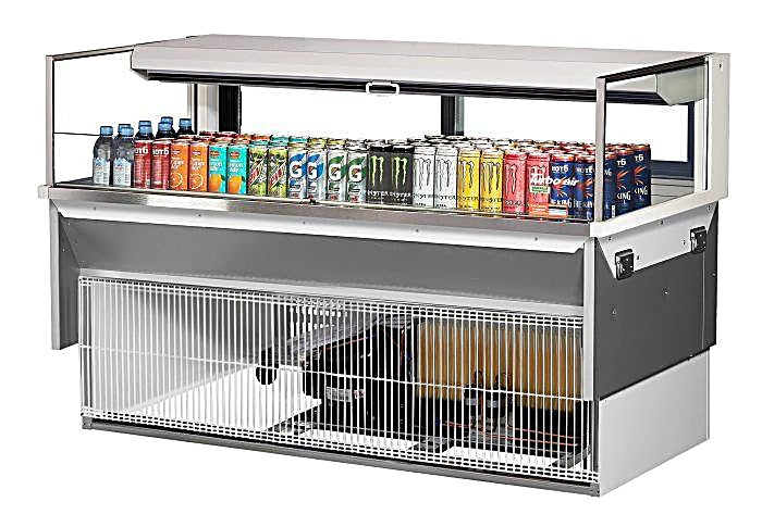 Turbo Air TOM-60L-UFD-W-1SI-N 60" Drop-In Horizontal Open Air Cooler w/ (1) Level – White Exterior, 115v - Donut-Equipment.com