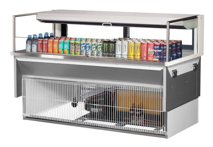 Turbo Air TOM-60L-UFD-W-1SI-N 60" Drop-In Horizontal Open Air Cooler w/ (1) Level – White Exterior, 115v - Bakery Wholesalers