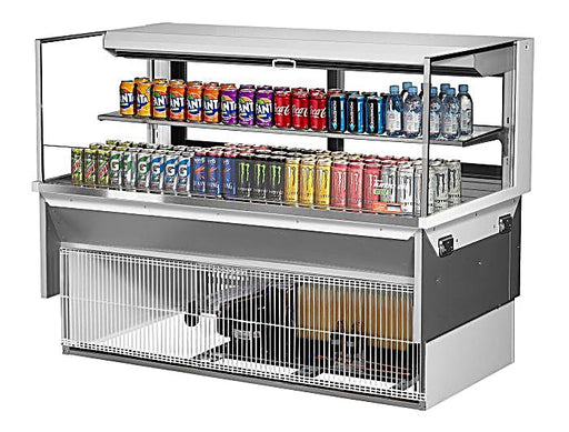 Turbo Air TOM-60L-UFD-W-2SI-N 60" Drop-In Horizontal Open Air Cooler w/ (2) Levels – White Exterior, 115v - Donut-Equipment.com