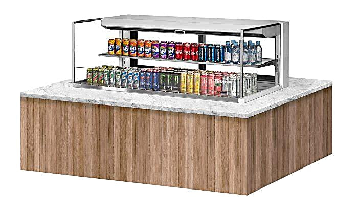 Turbo Air TOM-60L-UFD-W-2SI-N 60" Drop-In Horizontal Open Air Cooler w/ (2) Levels – White Exterior, 115v - Donut-Equipment.com