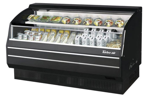 Turbo Air TOM-60LB-SP-N 63 3/8" Black Low Profile Horizontal Open Air Cooler – Refrigerated Merchandiser w/ (2) Levels, 115v - Bakery Wholesalers