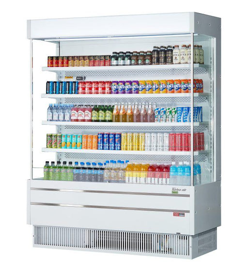Turbo Air TOM-60SEW-N 64" White Narrow Depth Vertical Open Air Cooler / Air Curtain Display Case with (5) Levels, 115v - Bakery Wholesalers
