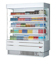 Turbo Air TOM-60SEW-N 64" White Narrow Depth Vertical Open Air Cooler / Air Curtain Display Case with (5) Levels, 115v - Donut-Equipment.com