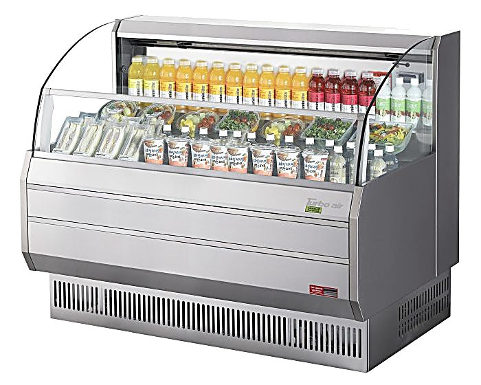 Turbo Air TOM-60SS-N 63 3/8" Slim Line Horizontal Open Air Cooler w/ (3) Shelves – Stainless Steel Exterior, 115v - Donut-Equipment.com