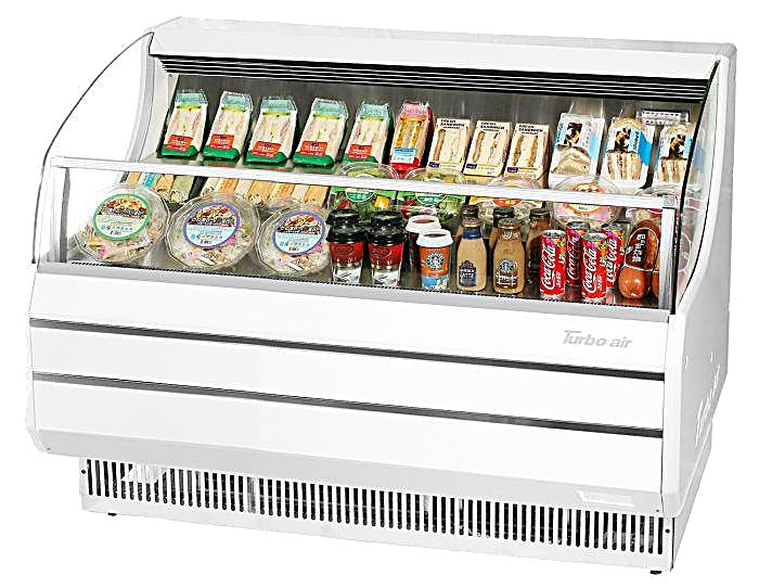 Turbo Air TOM-60SW-N 63" Slim Line Horizontal Open Air Cooler w/ (3) Levels – White Exterior, 115v - Donut-Equipment.com