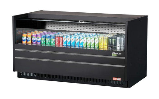 Turbo Air TOM-60UC-B-N 60 1/4" Horizontal Open Air Cooler w/ (1) Level – Black Exterior, 115v - Bakery Wholesalers