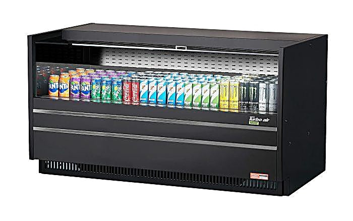 Turbo Air TOM-60UC-B-N 60 1/4" Horizontal Open Air Cooler w/ (1) Level – Black Exterior, 115v - Donut-Equipment.com