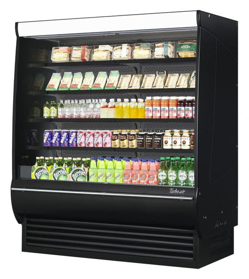 Turbo Air TOM-72DXB-SP-N 68 3/4" Black Extra Deep Vertical Open Air Cooler w/ Solid Side Panels, (5) Levels, 220v/1ph - Bakery Wholesalers