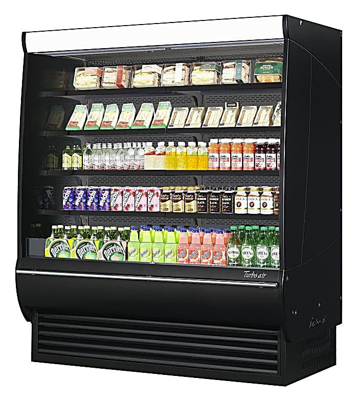 Turbo Air TOM-72DXB-SP-N 68 3/4" Black Extra Deep Vertical Open Air Cooler w/ Solid Side Panels, (5) Levels, 220v/1ph - Donut-Equipment.com