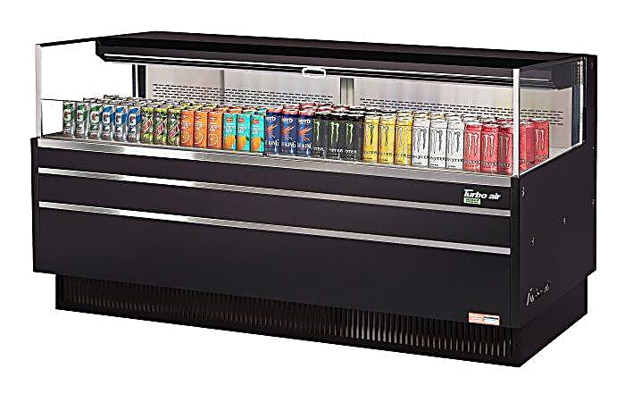 Turbo Air TOM-72L-UF-B-1S-N 70 3/4" Black Low Profile Horizontal Open Air Cooler w/ (1) Level – Ultra Front Merchandiser, 220v/1ph - Donut-Equipment.com
