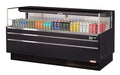 Turbo Air TOM-72L-UF-B-1S-N 70 3/4" Black Low Profile Horizontal Open Air Cooler w/ (1) Level – Ultra Front Merchandiser, 220v/1ph - Bakery Wholesalers