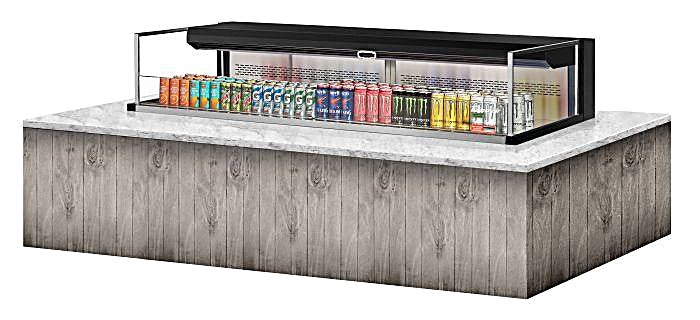 Turbo Air TOM-72L-UF-B-1SI-N 71 7/8" Drop-In Horizontal Open Air Cooler w/ (1) Level – Black Exterior, 220v/1ph - Donut-Equipment.com