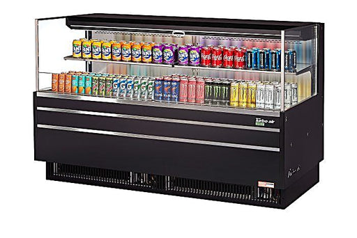 Turbo Air TOM-72L-UF-B-2S-N 70 3/4" Black Low Profile Horizontal Open Air Cooler w/ (2) Levels – Ultra Front Merchandiser, 220v/1ph - Donut-Equipment.com