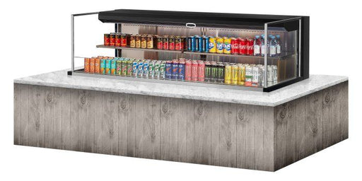 Turbo Air TOM-72L-UF-B-2SI-N 71 7/8" Drop-In Horizontal Open Air Cooler w/ (2) Levels – Black Exterior, 220v/1ph - Bakery Wholesalers