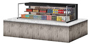 Turbo Air TOM-72L-UF-B-2SI-N 71 7/8" Drop-In Horizontal Open Air Cooler w/ (2) Levels – Black Exterior, 220v/1ph - Donut-Equipment.com