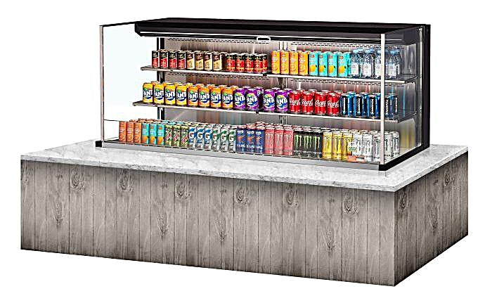 Turbo Air TOM-72L-UF-B-3SI-N 71 7/8" Drop-In Horizontal Open Air Cooler w/ (3) Levels – Black Exterior, 220v/1ph - Donut-Equipment.com